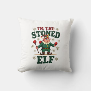 I�m The Stoned Elf Vintage Christmas Dabbing Unico Throw Pillow