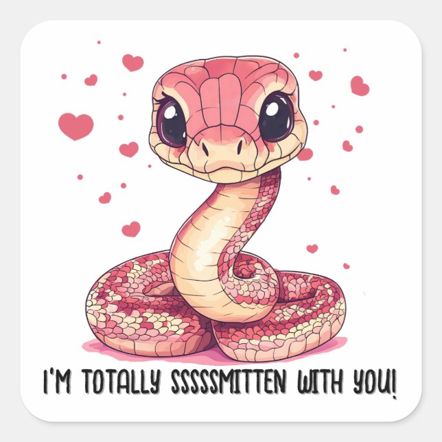I’m totally sssssmitten... Snake Valentine's Day Square Sticker (Front)