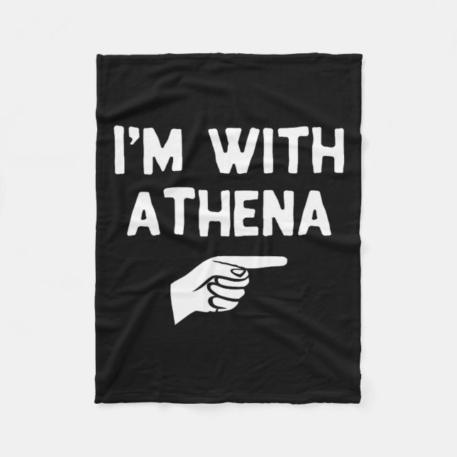 I’m With Athena Funny Halloween Matching Costume  Fleece Blanket (Front)