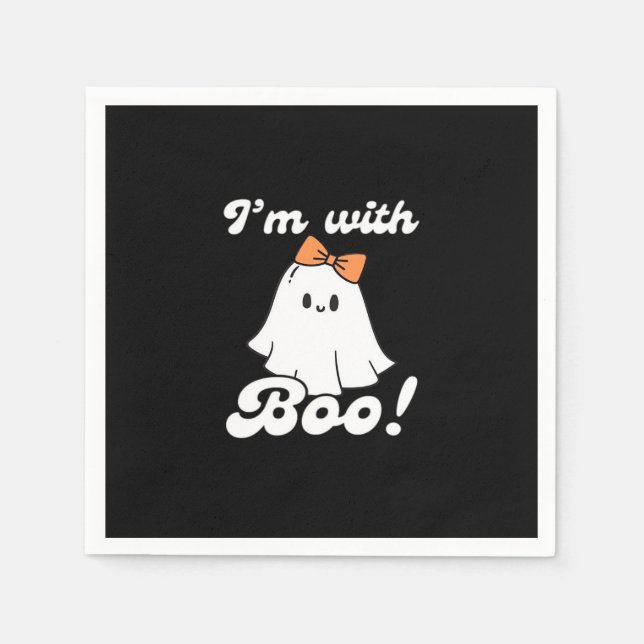 I’m With Boo Funny Retro Napkin (Front)
