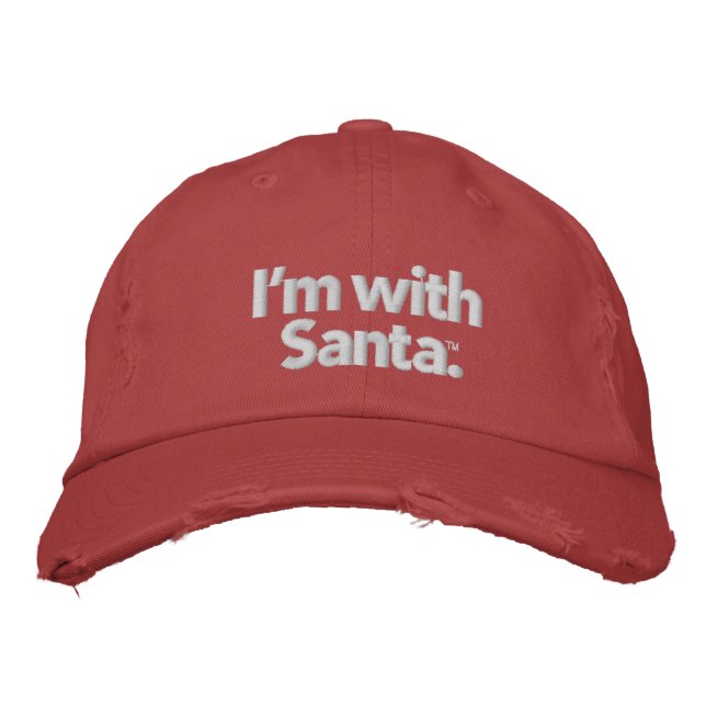 “I’m with Santa” distressed chino twill cap (Front)