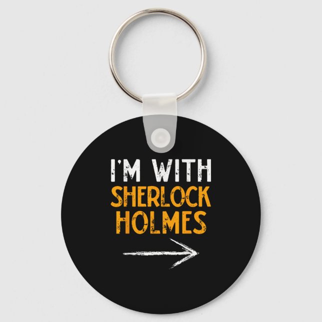 I’m With Sherlock Holmes Halloween Matching Couple Keychain (Front)