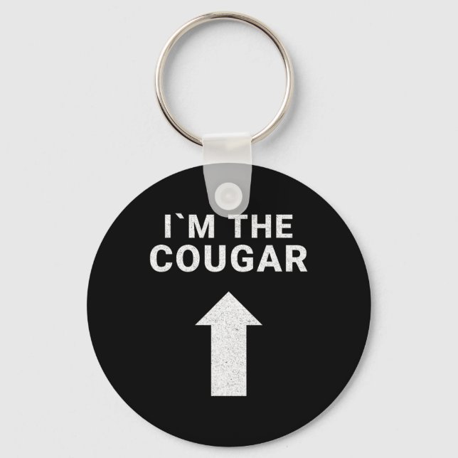 I´m With The Cougar Humour Halloween Birthday Gift Keychain (Front)