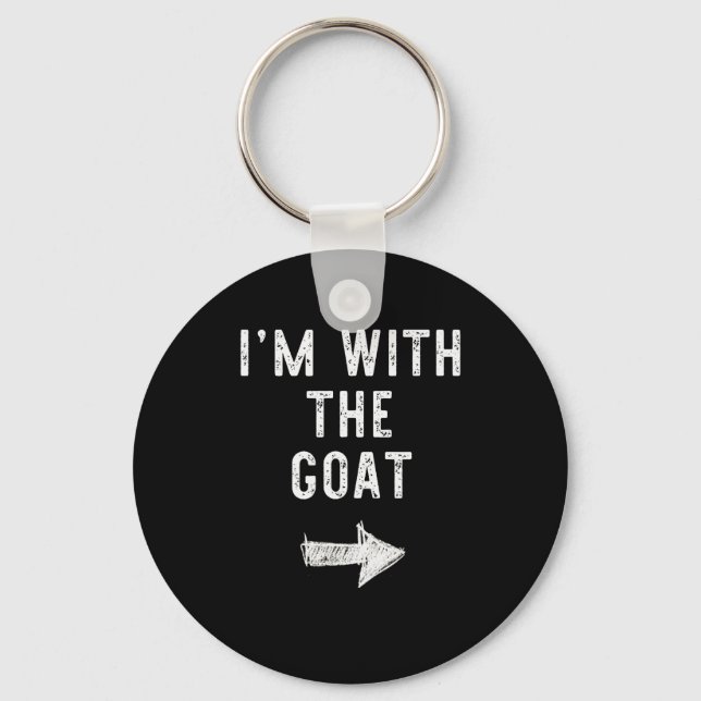 I’m With The Goat Funny Halloween Couple Costume  Keychain (Front)