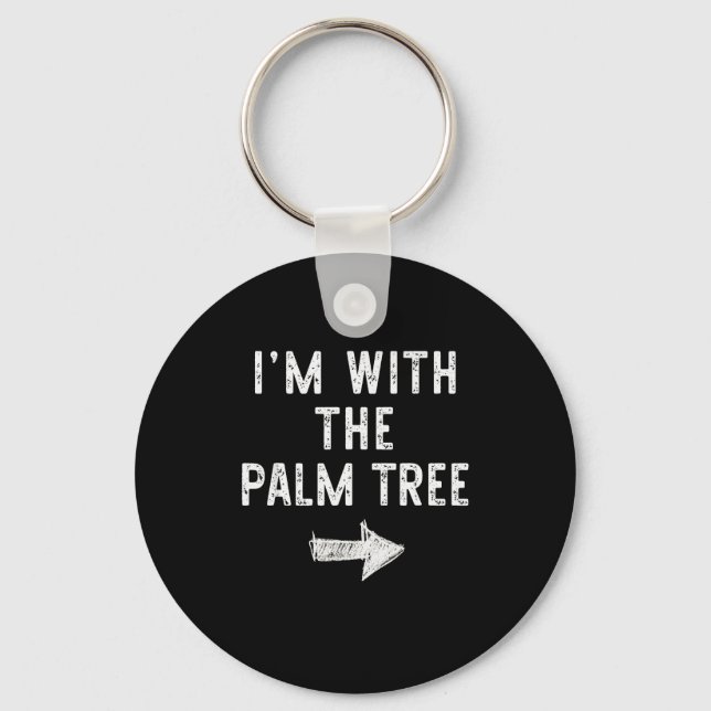 I’m With The Palm Tree Funny Halloween Couple Cost Keychain (Front)