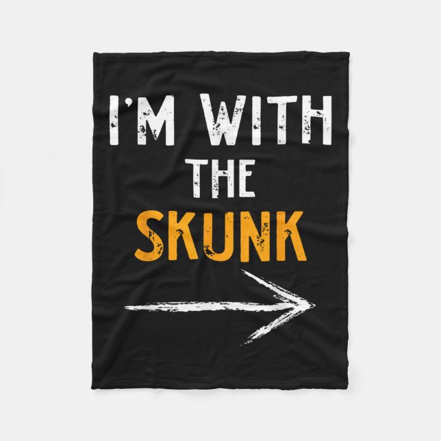I’m With The Skunk Funny Halloween Matching Couple Fleece Blanket (Front)