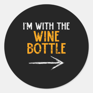 I’m With The Wine Bottle Halloween Matching Couple Classic Round Sticker
