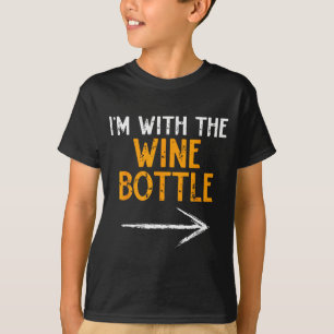 I’m With The Wine Bottle Halloween Matching Couple T-Shirt