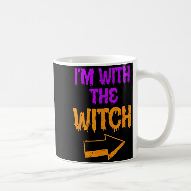 I’m With The Witch Funny Halloween Matching Couple Coffee Mug (Right)