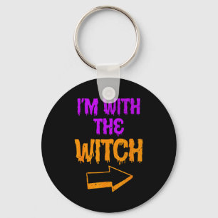I’m With The Witch Funny Halloween Matching Couple Keychain