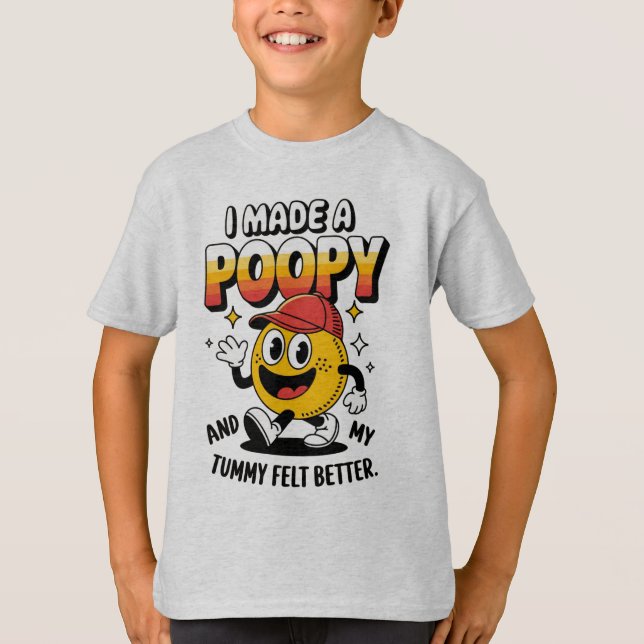 I Made a Poopy T-Shirt– Funny Retro Cartoon Design T-Shirt (Front)