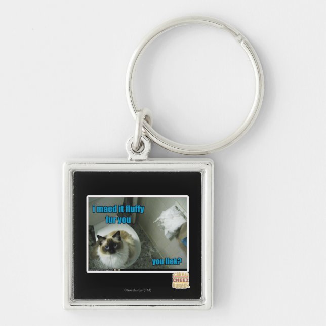 I maed it fluffy fur you keychain (Front)