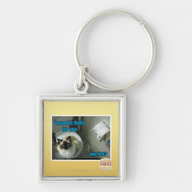 I maed it fluffy fur you keychain (Front)