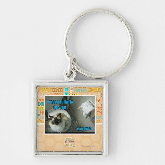 I maed it fluffy fur you keychain (Front)