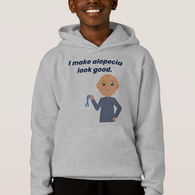 "I Make Alopecia Look Good" with Cute Cartoon Kid (Front)