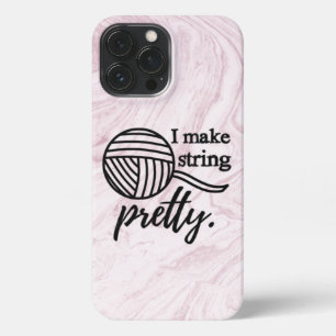 I Make String Pretty Crafts Pink Marble iPhone 13 Pro Max Case