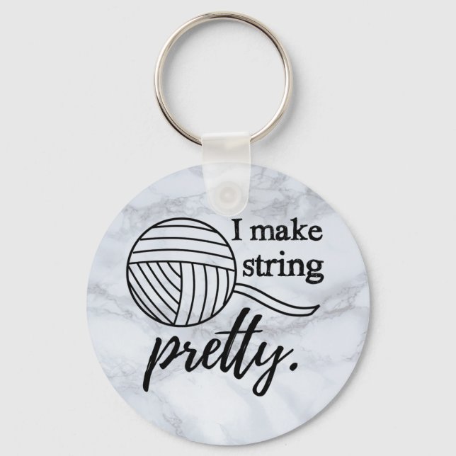 I Make String Pretty • Crafts Yarn Marble Keychain (Front)