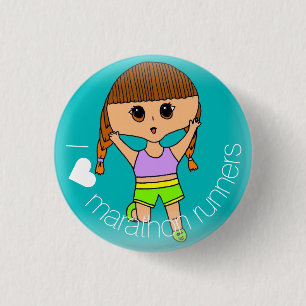 I ♥ Marathon Runners Button