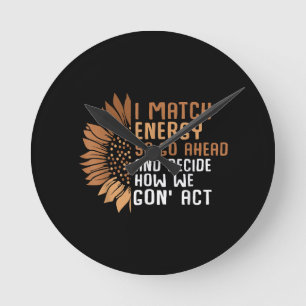 I Match Energy Empowerment African American Afro W Round Clock