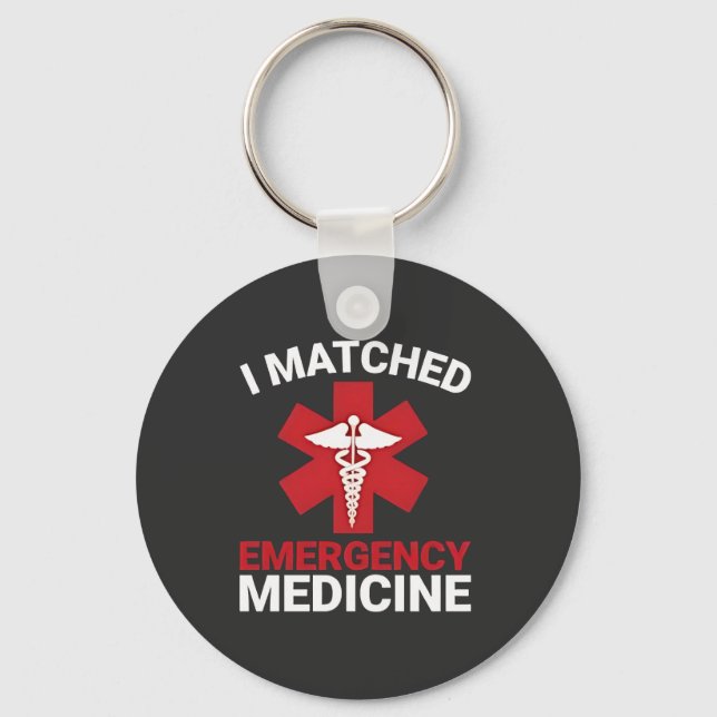 I Matched Emergency Medicine Graduation  Keychain (Front)