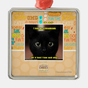 I may be schizophrenic metal ornament
