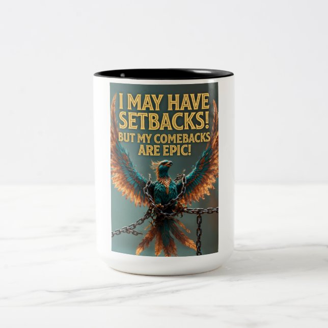 I May Have Setbacks But My Comebacks Are Epic! Two-Tone Coffee Mug (Center)