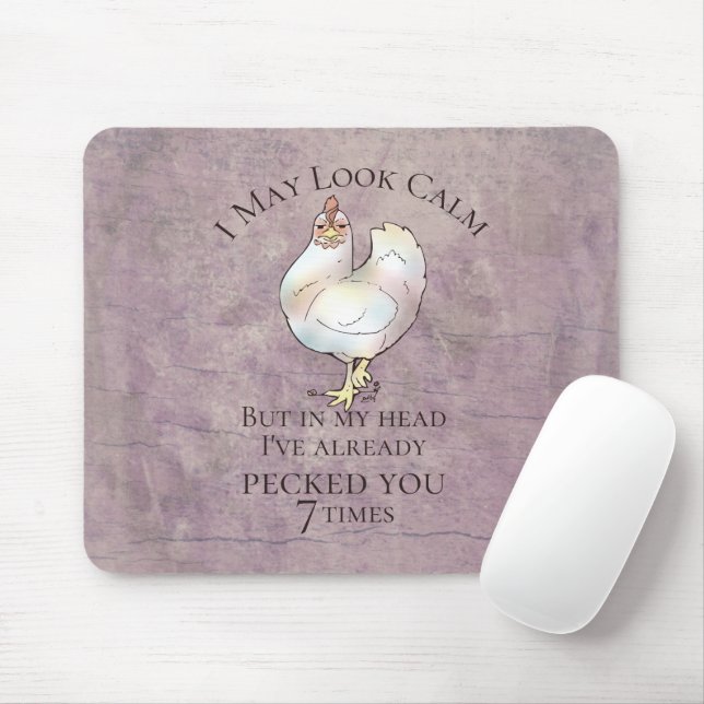 "I May Look Calm" Chicken Mouse Pad (With Mouse)