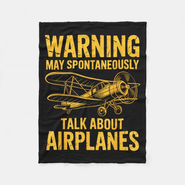 I May Sntaneously Talk About Airplanes Funny Airpl Fleece Blanket (Front)