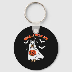 I Mean Boo Funny Ghost Dog Halloween Pumpkin Keychain
