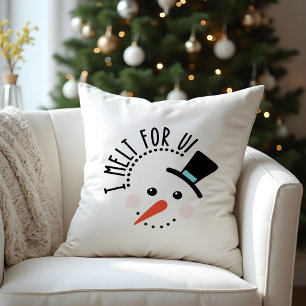 I melt for You Frosty Jolly Snow Man Christmas Throw Pillow