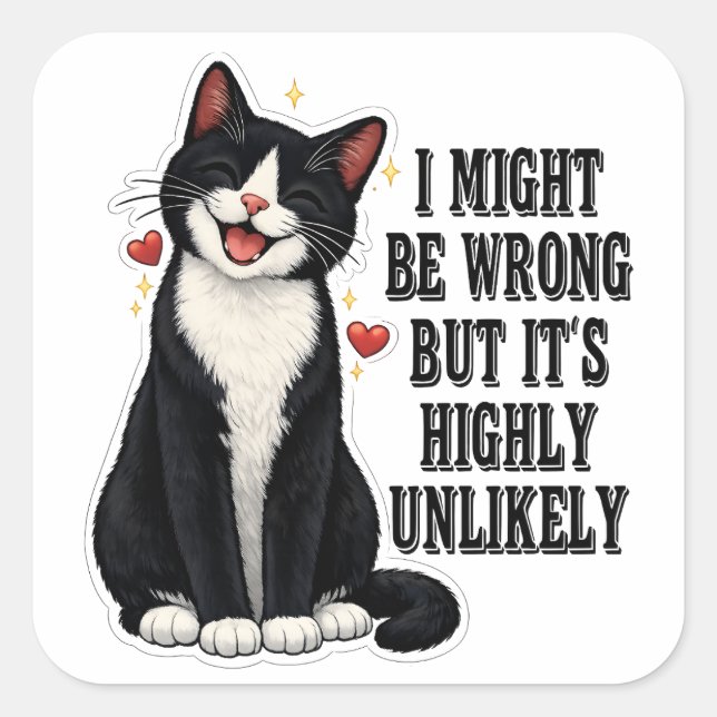 I Might Be Wrong But It's Highly Unlikely Funny Square Sticker (Front)