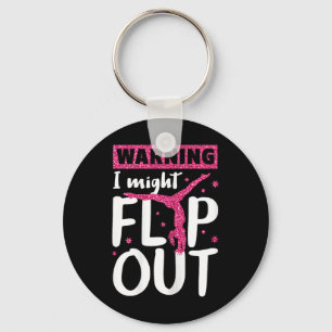 I Might Flip Out Funny Gymnast T Shirt Cheerleadin Keychain