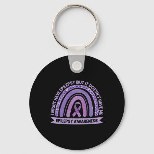 I Might Have Epilepsy Awareness Purple Rainbow Rib Keychain