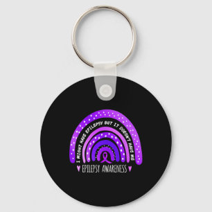 I Might Have Epilepsy Awareness Purple Rainbow Rib Keychain