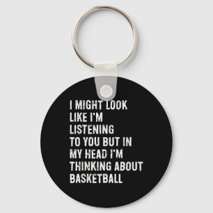 I Might Look Like I'm Listening Funny Sketll Keychain