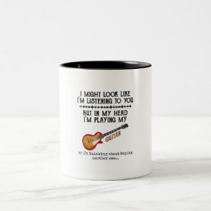 I Might Look Like Im Listening to You But in My He Two-Tone Coffee Mug