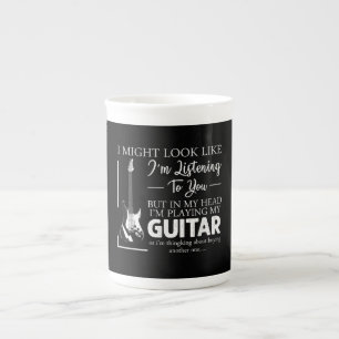 I Might Look Like Im Listening to You Music Guitar Bone China Mug