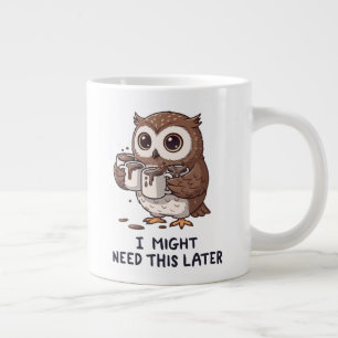 I Might Need Coffee Later - Funny Owl Humour Large Coffee Mug