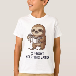 I Might Need Coffee Later - Lazy Sloth Humour T-Shirt