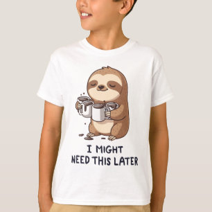 I Might Need Coffee Later - Lazy Sloth Humour T-Shirt