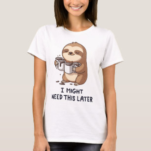 I Might Need Coffee Later - Lazy Sloth Humour T-Shirt
