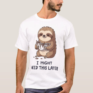 I Might Need Coffee Later - Lazy Sloth Humour T-Shirt