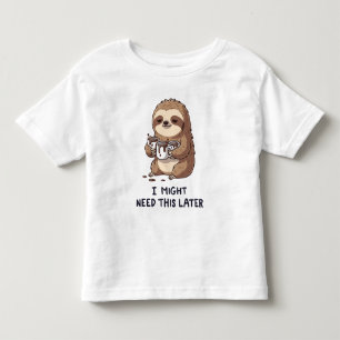 I Might Need Coffee Later - Lazy Sloth Humour Toddler T-shirt