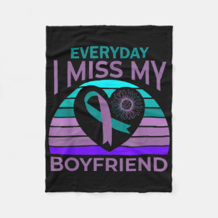 I Miss My Boyfriend Heart Suicide Awareness Girlfr Fleece Blanket