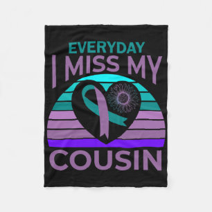I Miss My Cousin Heart Sunflower Suicide Awareness Fleece Blanket