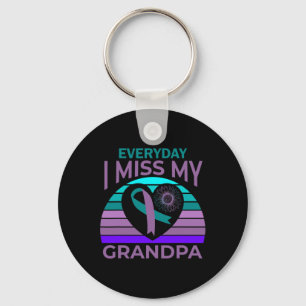 I Miss My Grandpa Heart Suicide Awareness Granddau Keychain