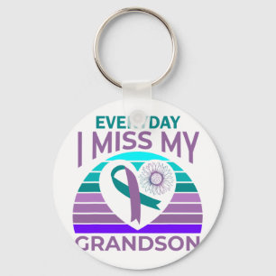 I Miss My Grandson Heart Suicide Awareness Grandma Keychain