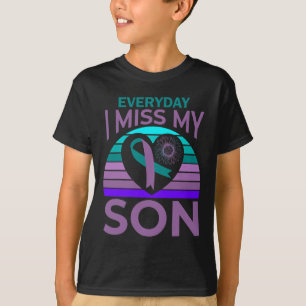 I Miss My Son Heart Sunflower Suicide Awareness Mo T-Shirt