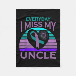I Miss My Uncle Heart Sunflower Suicide Awareness Fleece Blanket