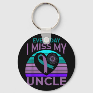 I Miss My Uncle Heart Sunflower Suicide Awareness Keychain